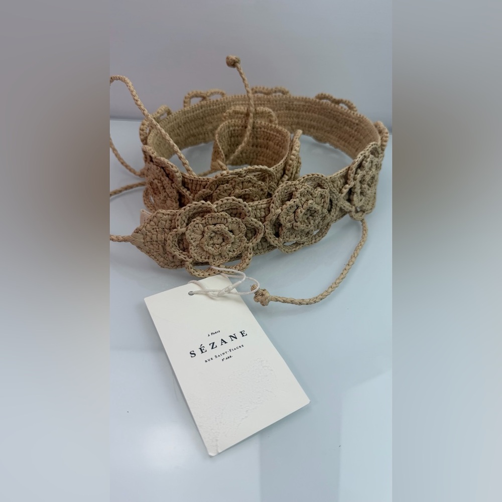 Sezane Elya Belt Natural Raffia Women’s Beige Size 90